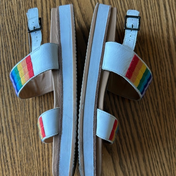 Soludos Women’s Multicolor Rainbow Embroidered and Leather Strap Sandals Size 10 - Picture 2 of 8